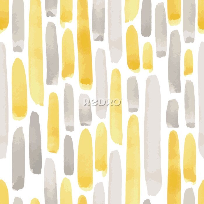 Sticker Vector illustration: seamless pattern of yellow and gray watercolor paint strokes on white background