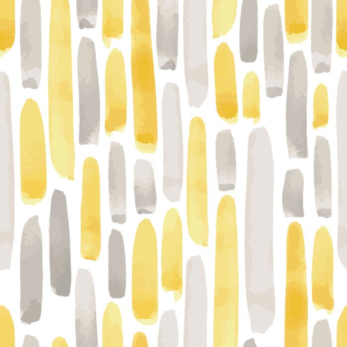 Sticker Vector illustration: seamless pattern of yellow and gray watercolor paint strokes on white background