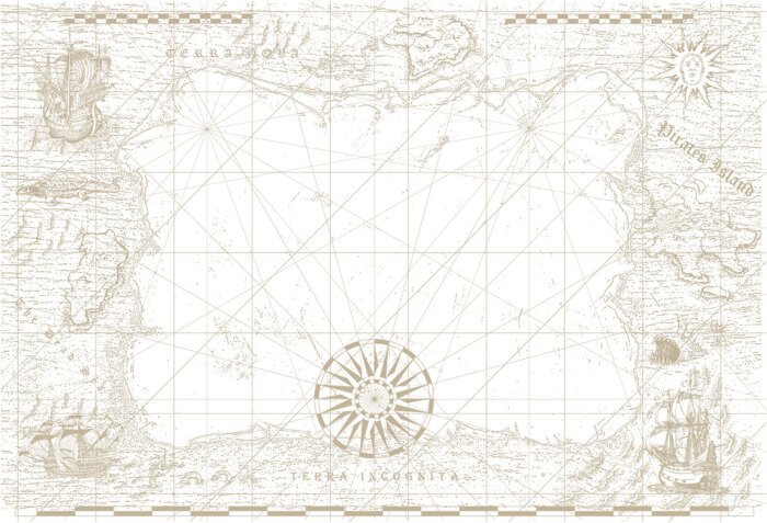 Sticker vector image of an old sea map in the style of medieval engravings	
