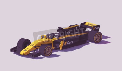 Sticker Vector laag poly formule racewagen illustratie.
