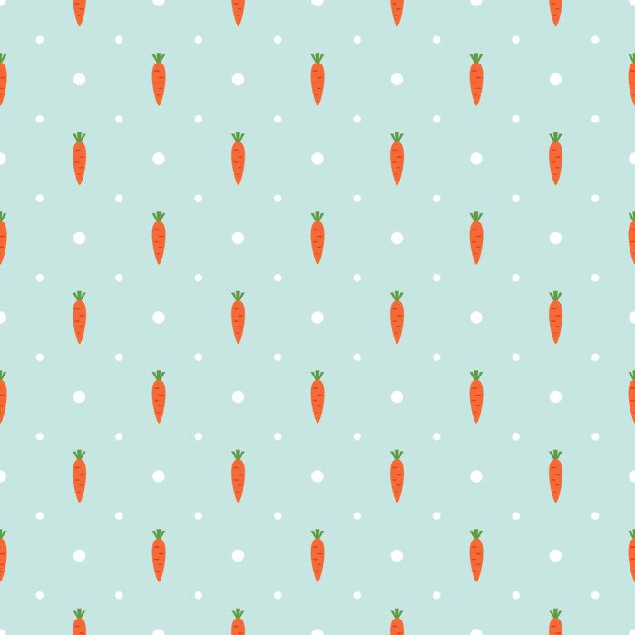 Sticker Vector naadloos patroon met wortelen en witte stippen