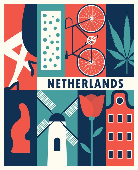 Sticker Vector Netherlands background