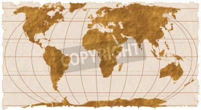 Sticker Vector Oude Kaart van de Wereld