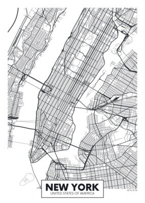 Vector poster kaart stad New York