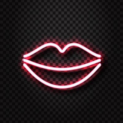 Sticker Vector realistische geïsoleerde neon erotische lippen teken voor decoratie en die betrekking hebben op de transparante achtergrond. Concept van erotische show en nachtclub.