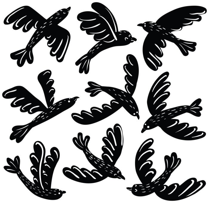 Sticker Vector reeks leuke zwarte vogels vinyl stickers