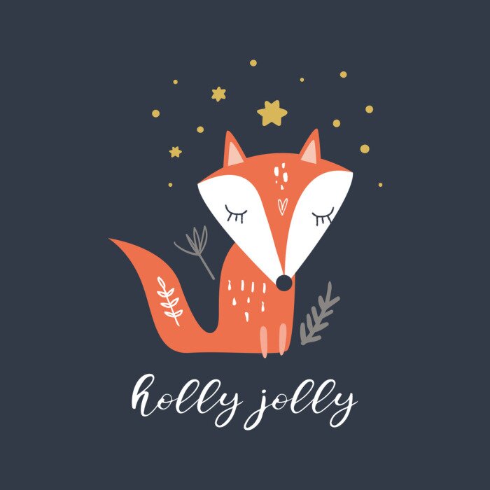 Sticker Vector schattig zomer meisje baby kleine vos