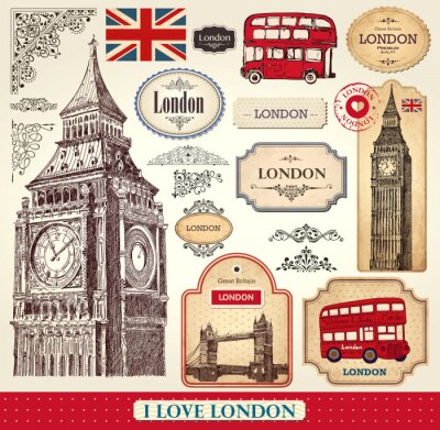 Sticker Vector set van Londen symbolen