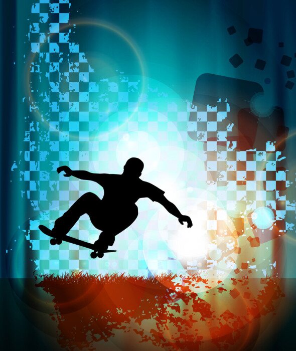 Sticker Vector skateboarder silhouetten
