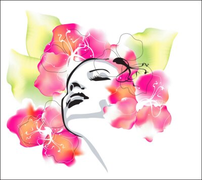 Sticker vector voorjaar meisje