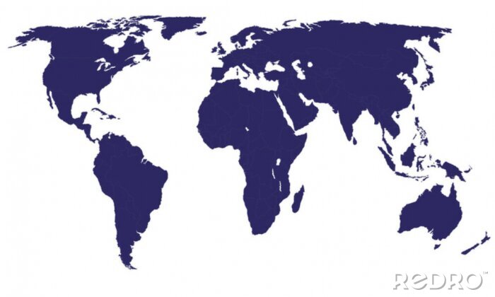 Sticker Vector World Map - Afrika, Amerika, Azië, Europa en Oceanië