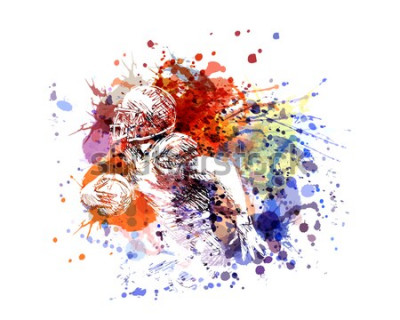 Sticker Vectorkleursillustratie Amerikaanse voetbalster