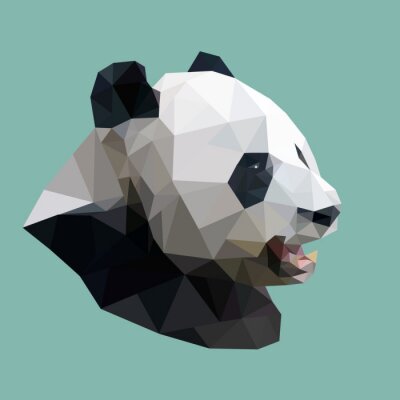 Sticker veelhoekige panda, veelhoek abstracte geometrische dier, vectorillus