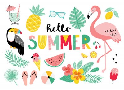 Sticker Veelkleurige afbeeldingen geïnspireerd op de zomer en het exotische