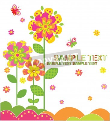 Sticker Veelkleurige bloemen moderne abstracte illustratie