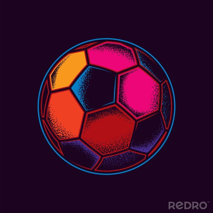 Sticker Veelkleurige voetbal op een donkere achtergrond