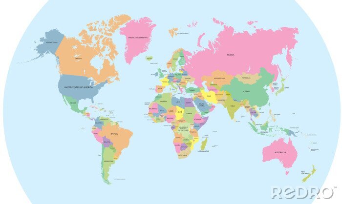 Sticker Veelkleurige wereldkaart