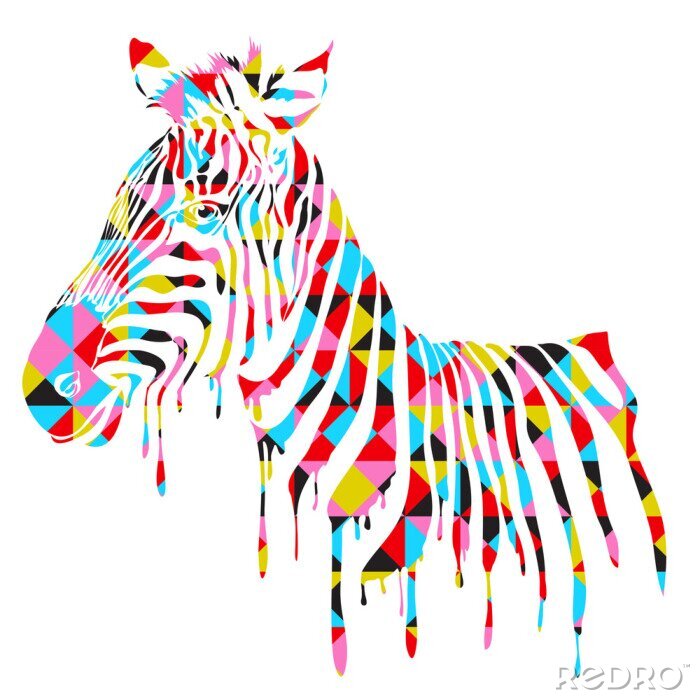 Sticker Veelkleurige zebra