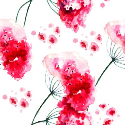 Sticker Veldbloemen geschilderd met rode verf