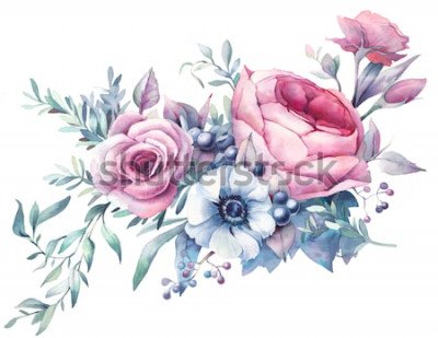 Sticker Veldbloemen op een pastel schilderij