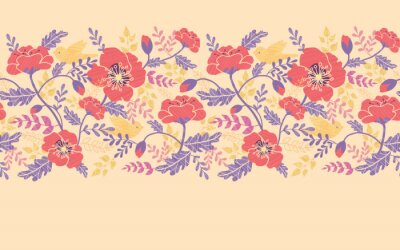 Sticker Veldbloemen op een volksornament