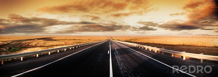 Sticker Velden naast een weg in retrostijl