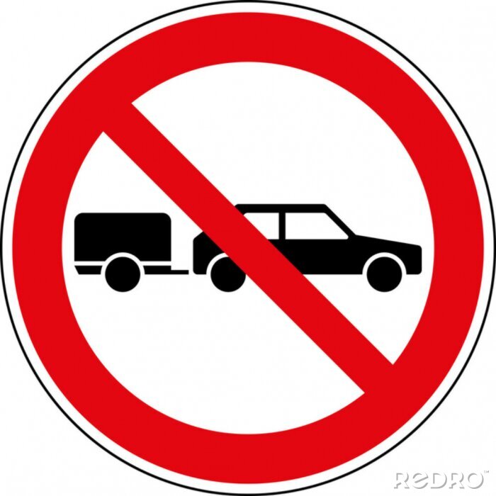 Sticker Verbodsbord auto met aanhanger verboden tekens wegwijzer