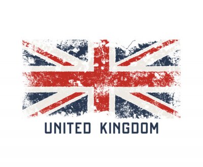 Sticker Verenigd Kingdoml t-shirt en kledingontwerp met grungeeffect.