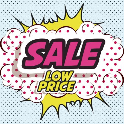 Sticker Verkoop onderschrift in pop-art stijl