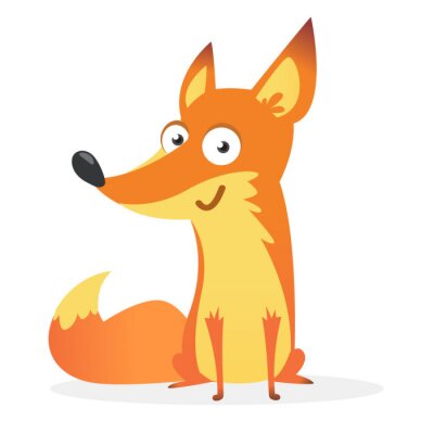 Sticker Verlegen schattige cartoon fox. Vectorillustratie van fox zittend. Geweldig voor decoratie of stickerontwerp