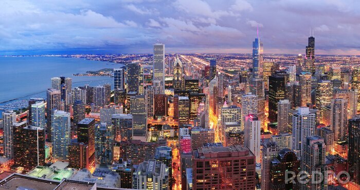 Sticker Verlicht stadspanorama