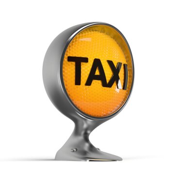 Sticker verlichte taxi teken op een vintage koplamp