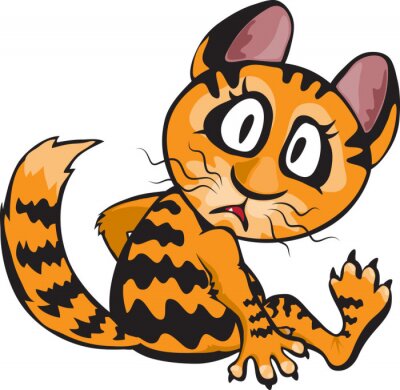 Sticker Verraste grafische de kattencartoon van de gembergestreepte kat