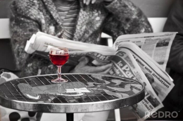 Sticker Verre de vin dans un bistrot - Parijs, Frankrijk