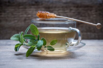 Sticker Vers gezette salie thee met Kandiszuckerstange