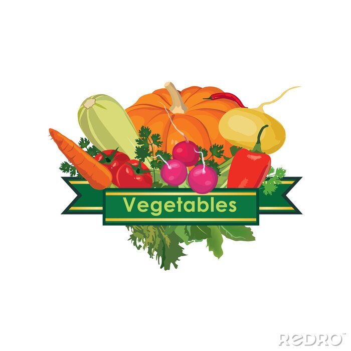 Sticker Verse groenten ontwerpconcept icoon.