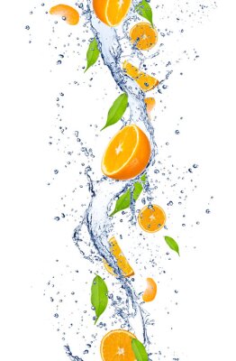 Sticker Verse sinaasappels op de witte achtergrond
