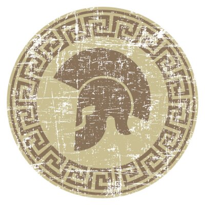 Sticker versleten warrior icoon in grunge-stijl
