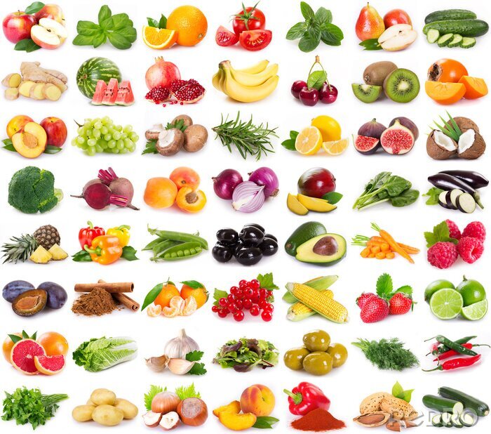 Sticker Verzameling van verse groenten en fruit