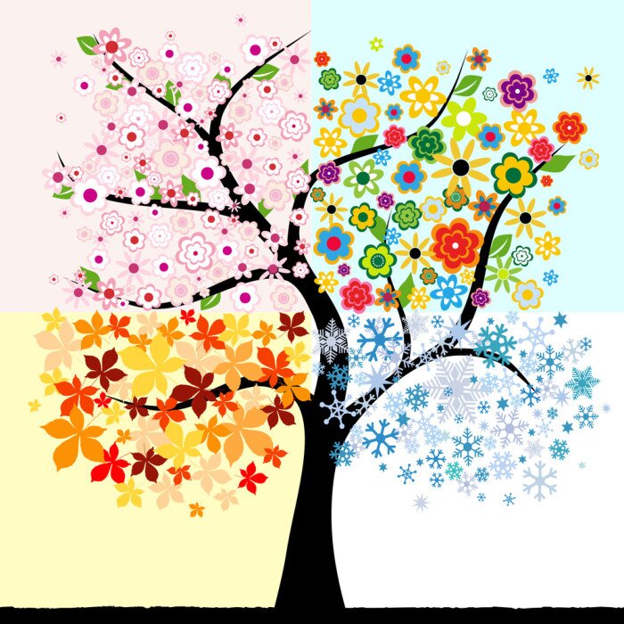 Sticker Vier seizoen boom