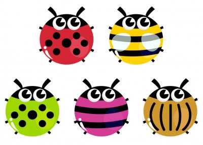 Sticker Vijf kleurrijke keversillustratie voor kinderen