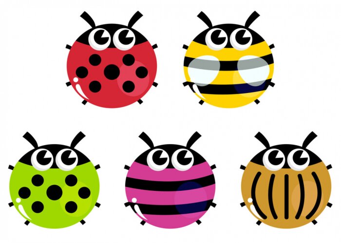 Sticker Vijf kleurrijke keversillustratie voor kinderen