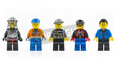 Sticker Vijf LEGO figuren gemaakt van stenen