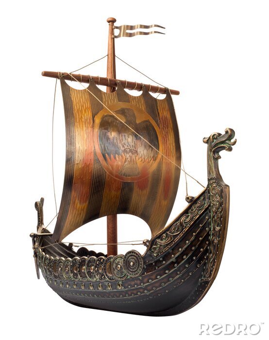 Sticker Viking drakkar-schip met het hoofd van een draak