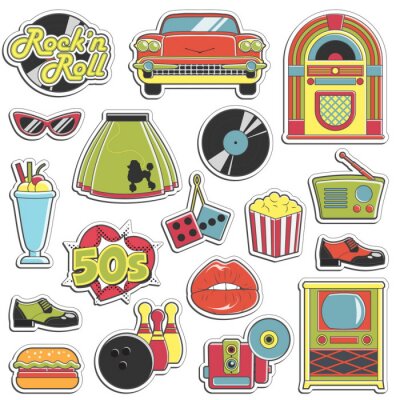 Sticker Vintage 1950 retro-stijl stickers set