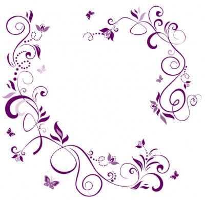 Sticker Vintage bloemen violet grens