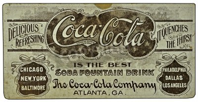 Sticker Vintage Coca-Cola ad on a card.