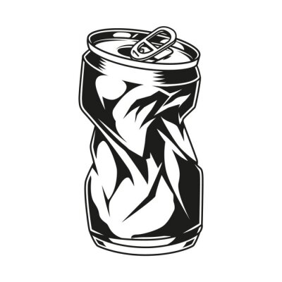 Sticker Vintage crumpled beer can concept