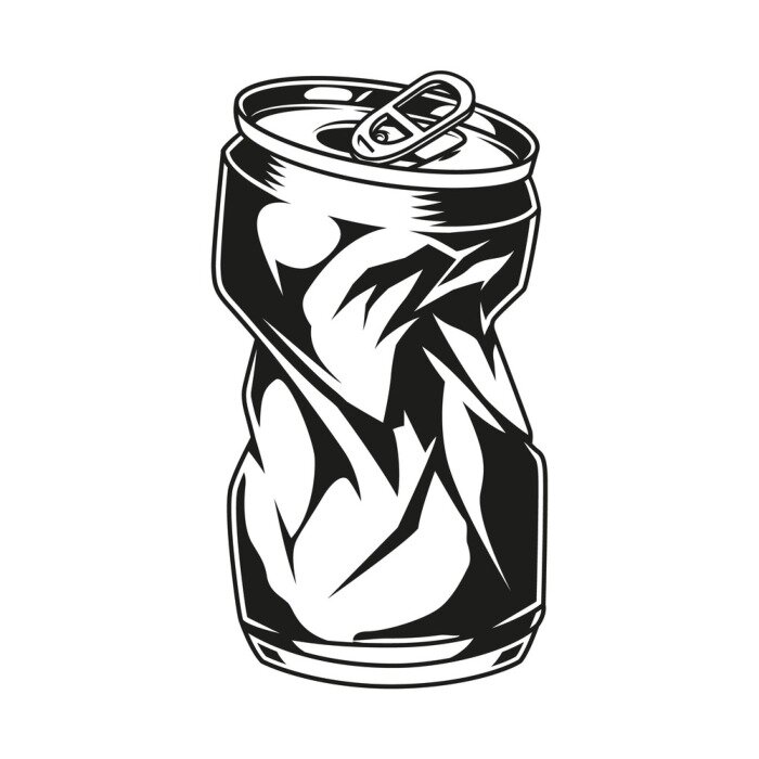 Sticker Vintage crumpled beer can concept