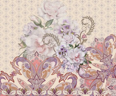 Sticker vintage floral background with flowers